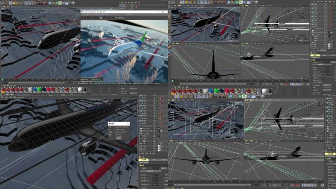 C919国产大飞机C4D场景工程模型