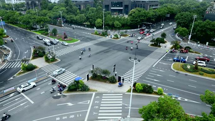 城市道路十字路口车流延时文明城市交通