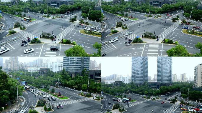 城市道路十字路口车流延时文明城市交通