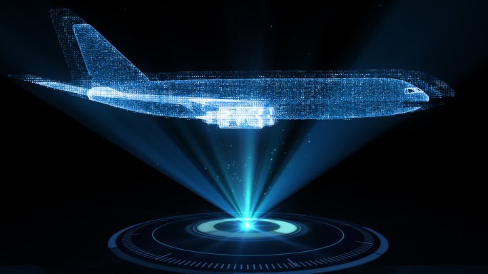 4K全息科技三维投影航空飞机AE模板