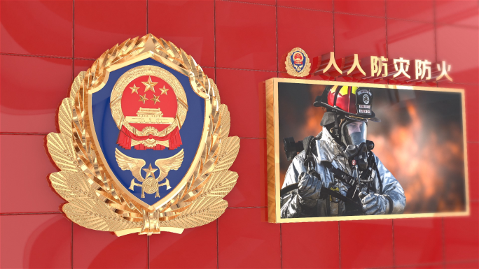 消防救援展览墙图文展示AE模板