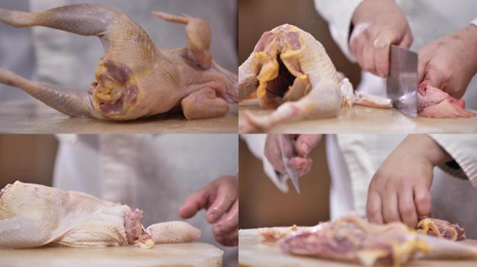 厨房砧板切鸡肉