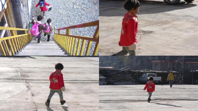 升格藏族小孩欢乐奔跑
