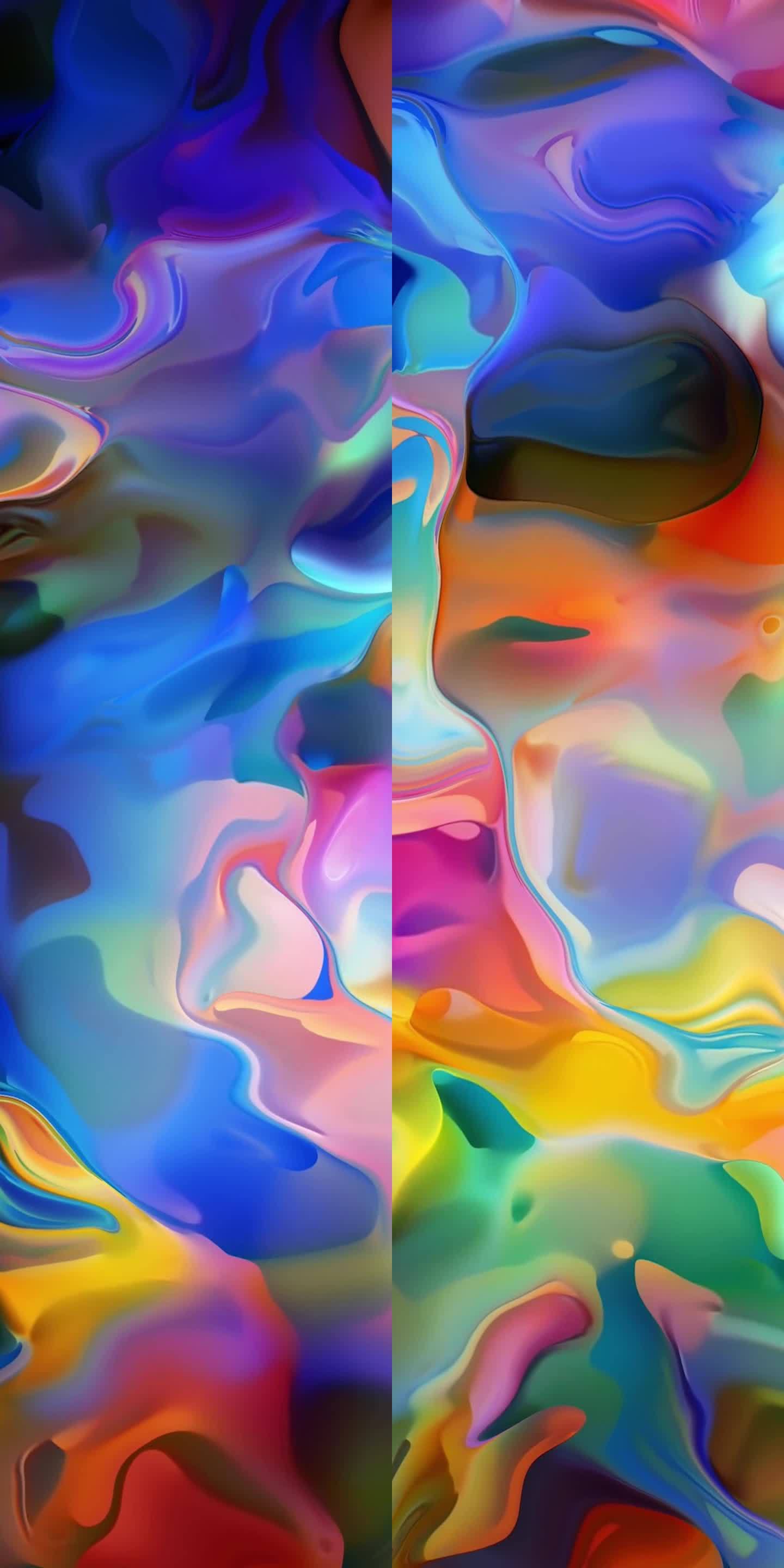 5k-竖屏-抽象霓虹流动色彩彩色流淌变幻