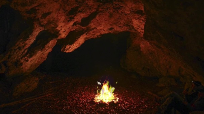 洞穴篝火