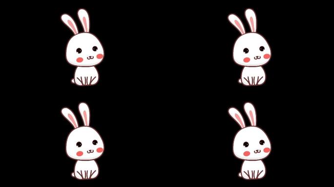 可爱卡通兔-无缝循环透明通道