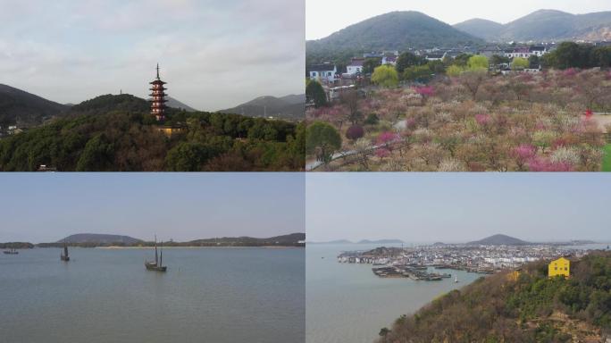 4K航拍苏州光福太湖风景