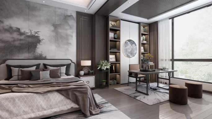 新中式主卧衣帽间-三维动画镜头