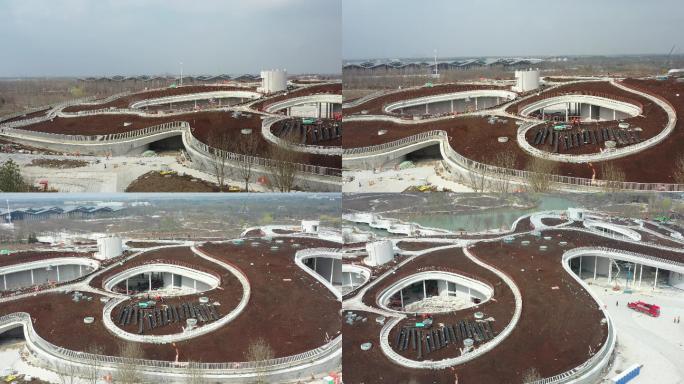 4K原素材-航拍建设中的上海花博会