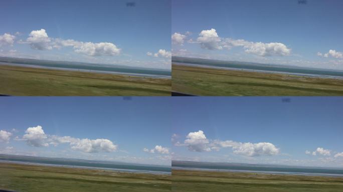 蓝天白云辽阔大草原青海湖