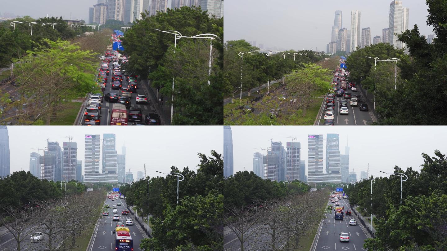 城市道路汽车插队穿行塞车路段