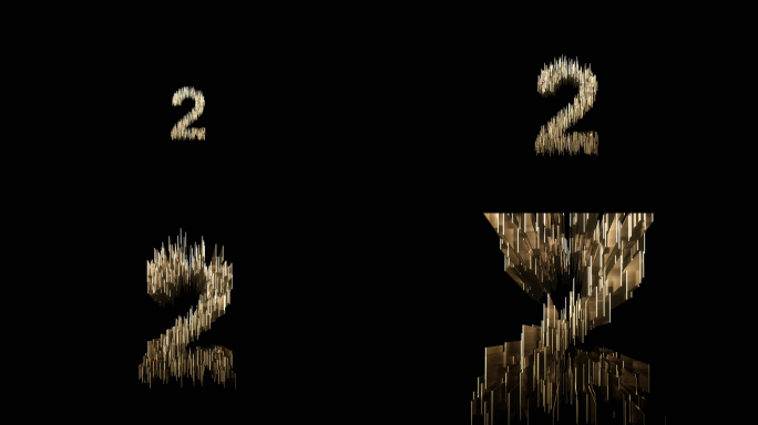 【4K倒计时|透明通道】金色几何破碎数字