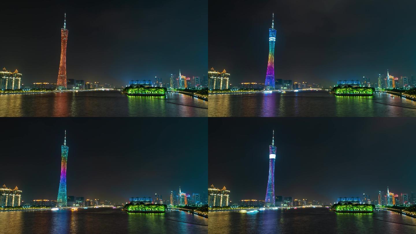 广州塔珠江夜游延时摄影