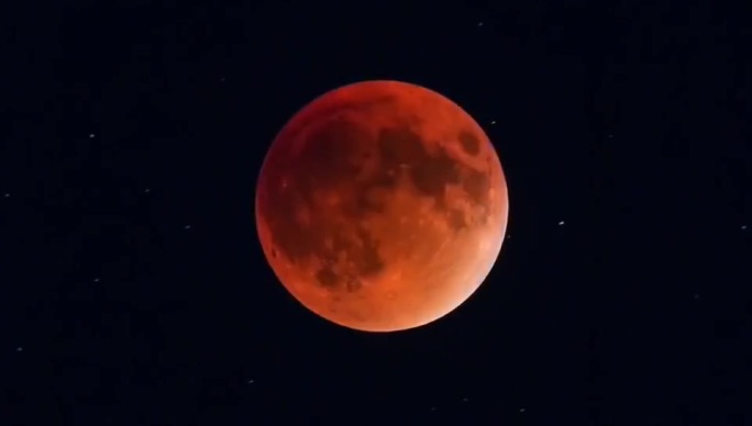 红色月亮延时素材
