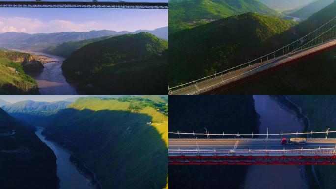 巧家金沙江大桥航拍视频素材