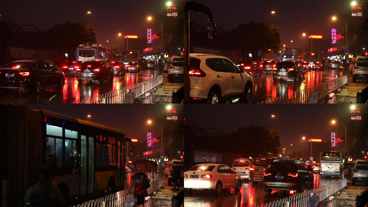 高清实拍北京前门大雨的夜雨夜