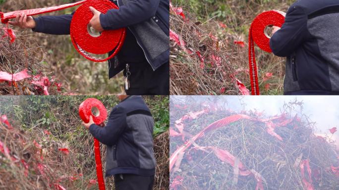 祭祖挂青，清明节扫墓农村清明节祭祖祭拜