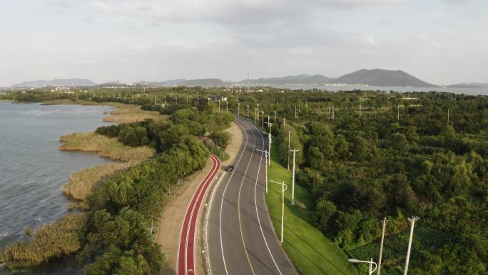 4K航拍苏州环太湖大道风景