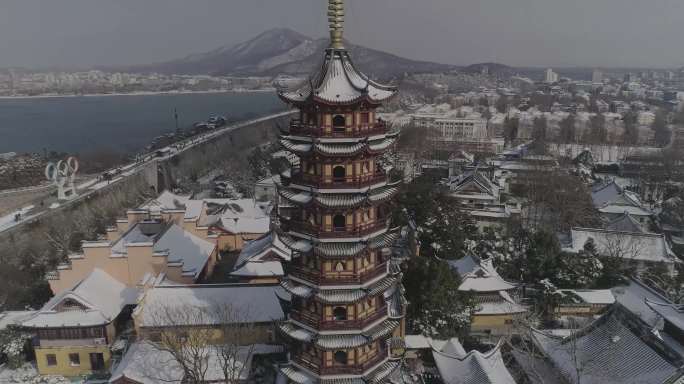 【4K】南京鸡鸣寺雪后航拍