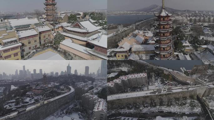 【4K】南京鸡鸣寺雪后航拍