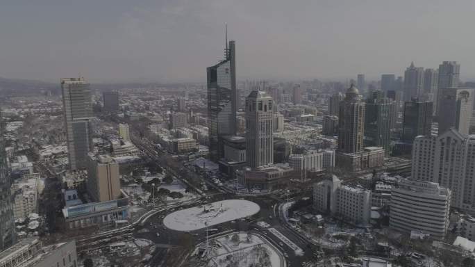 【4k】南京鼓楼市区雪景唯美航拍