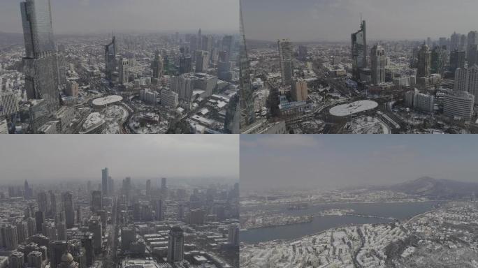 【4k】南京鼓楼市区雪景唯美航拍