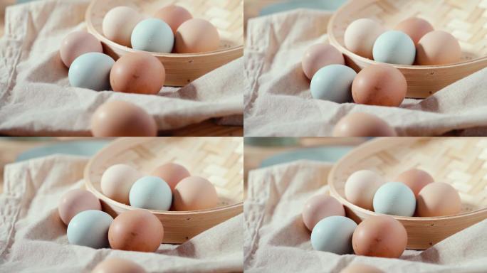 亚麻布上的鸡蛋