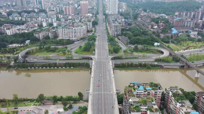 自贡市毛家坝东兴寺特大桥航拍短视频