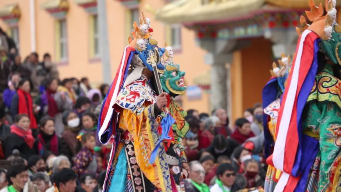 经幡西藏藏传佛教法会舞蹈