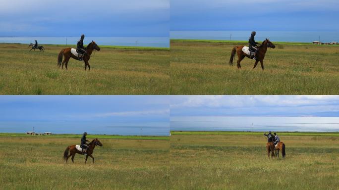 风声猎猎草原上骑马的男子