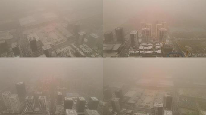城市沙尘暴污染空气4K航拍素材