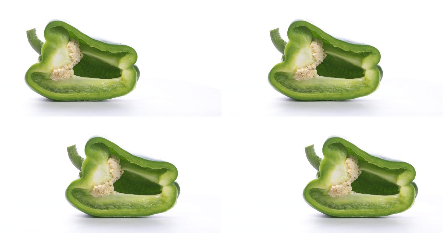 【正版素材】蔬菜切青椒白背景横屏横移