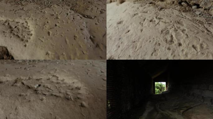 自贡三多寨古碉楼洞内石板兵器磕碰遗留磕痕