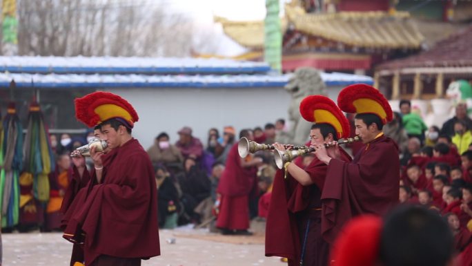 经幡风西藏藏川佛教法会