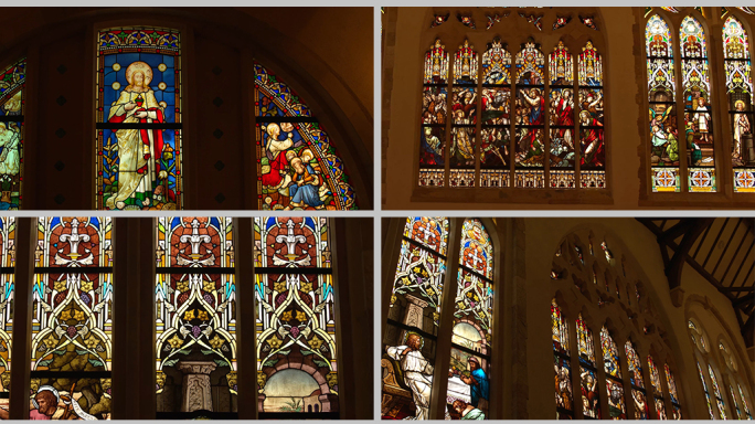 教堂玻璃彩色花窗，宗教艺术玻璃