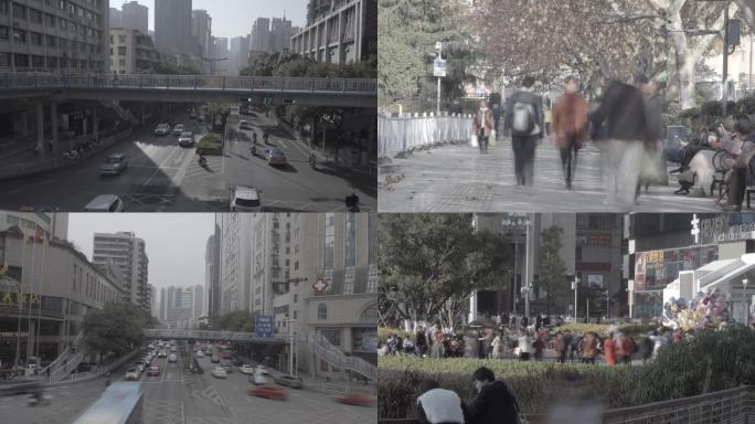 贵阳市区街道人群车流延时实拍素材