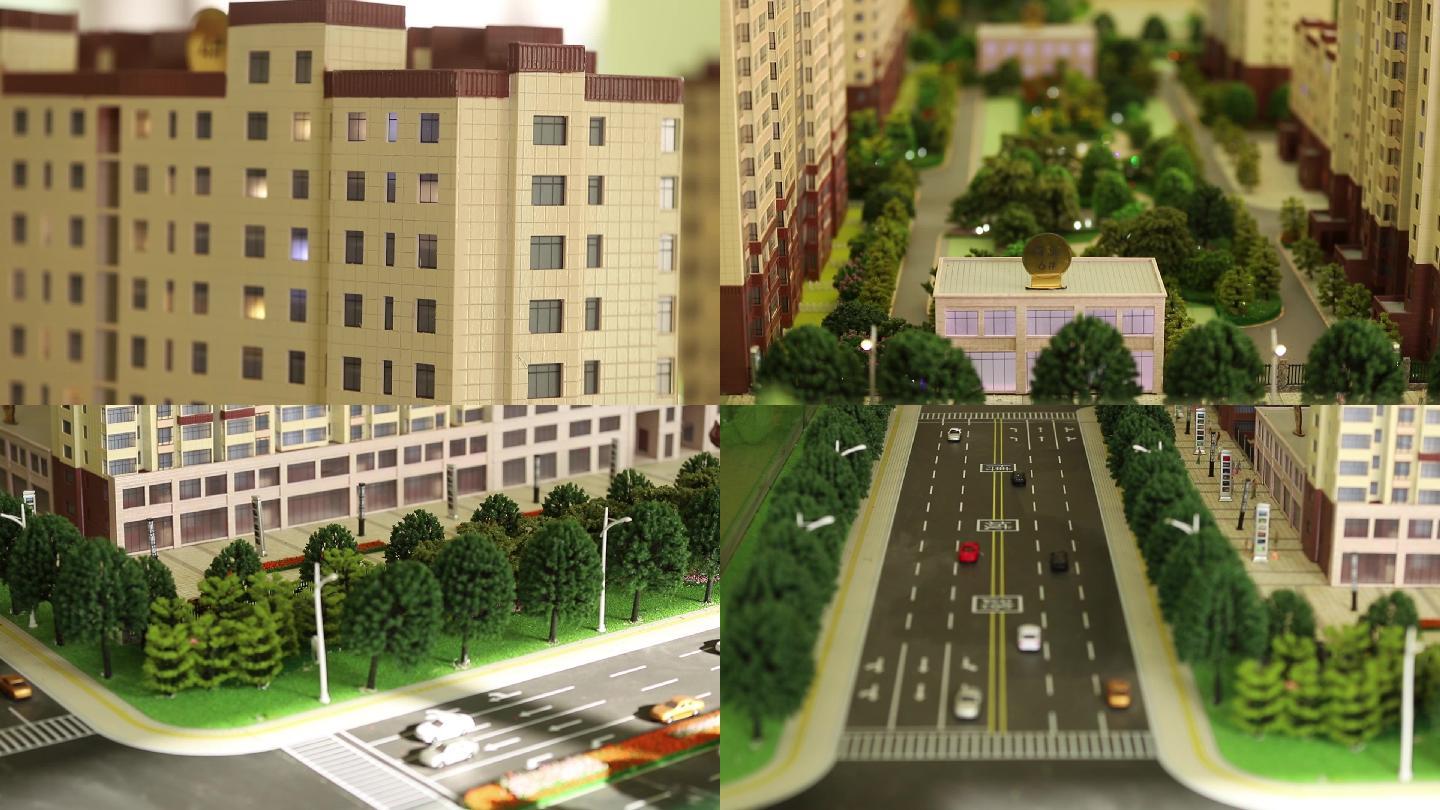 楼盘模型绿化交通广场