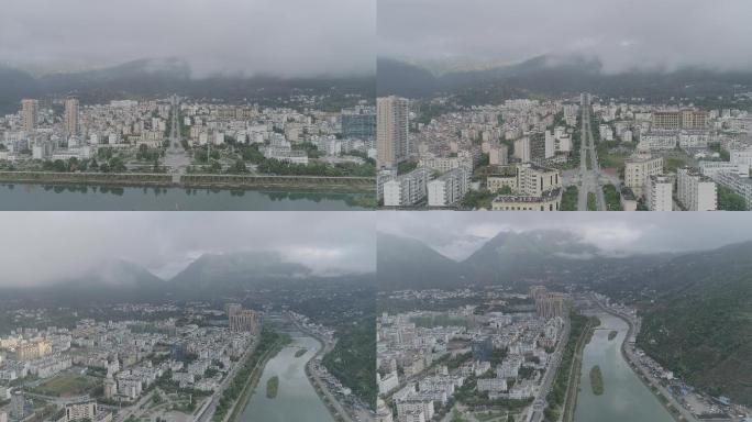 兴山县城航拍（4K灰片）素材