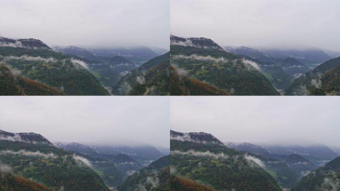 云雾缭绕的大山航拍