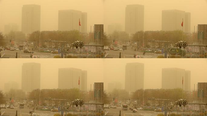 4k2021年3月15日北京沙尘暴素材