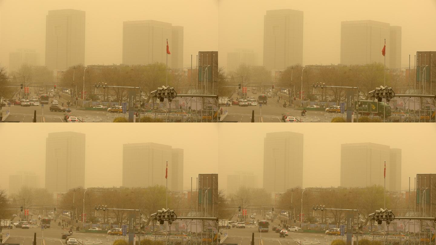 4k2021年3月15日北京沙尘暴素材