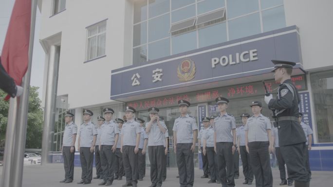 【4K阿莱】公安民警警察升旗仪式列队敬礼