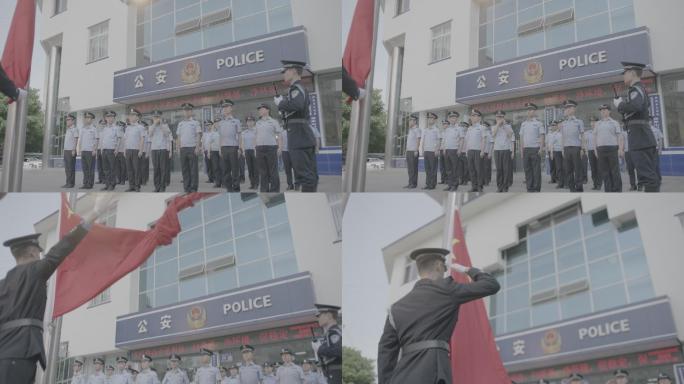 【4K阿莱】公安民警警察升旗仪式列队敬礼