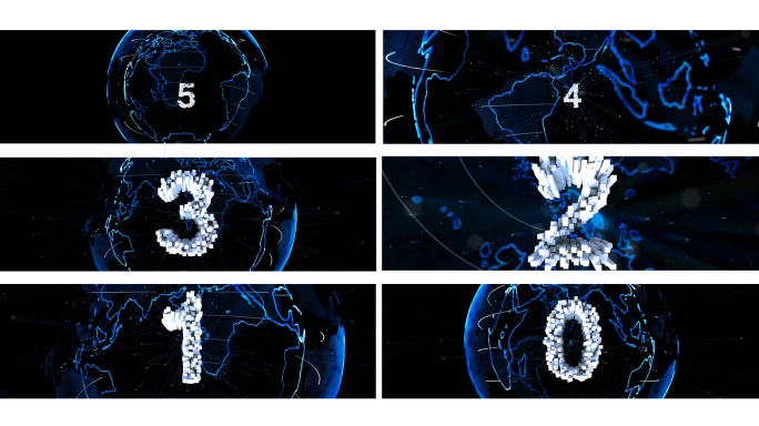 【宽屏倒计时】5秒倒数地球光线感时尚几何