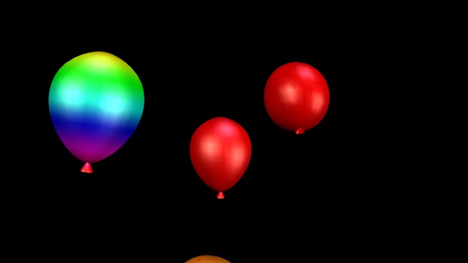 彩色气球上升透明素材
