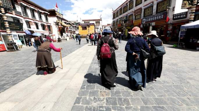 原创高清西藏拉萨八廓街街景及人群