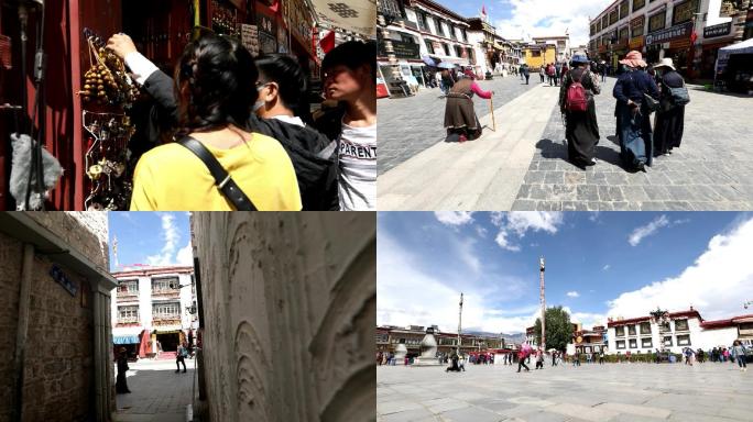 原创高清西藏拉萨八廓街街景及人群