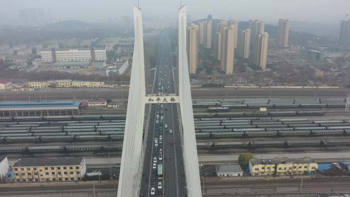徐州和平大桥各方位全景航拍
