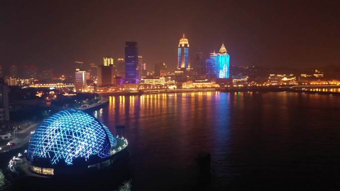 栈桥夜景中山路夜景