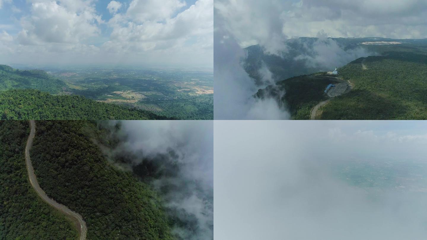 航拍大山深处的云雾（柬埔寨波哥山）